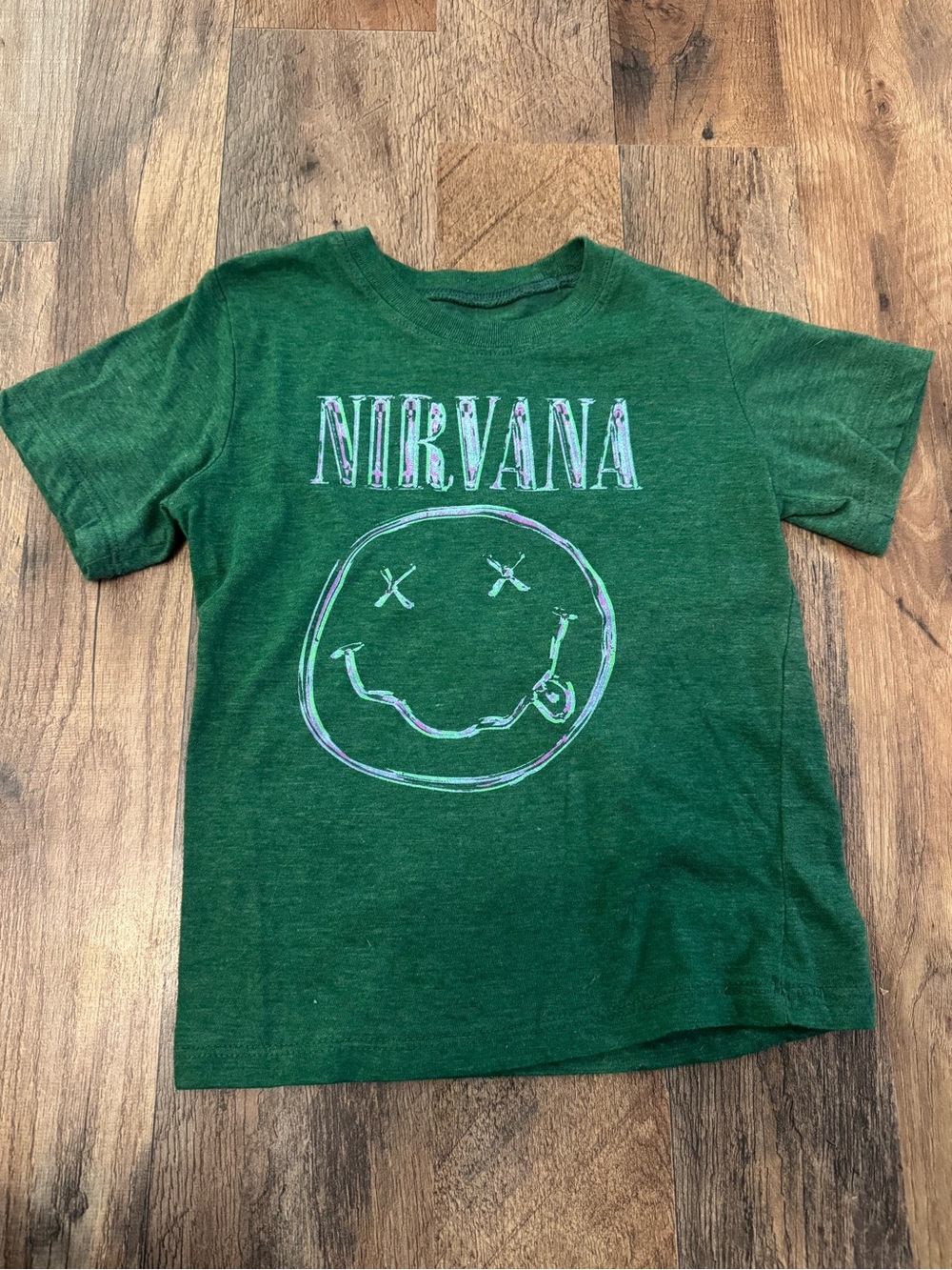 NIRVANA Green Kids Short Sleeve Smiley Logo Tee